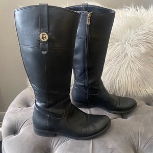 Black Tommy Hilfiger ridding boots